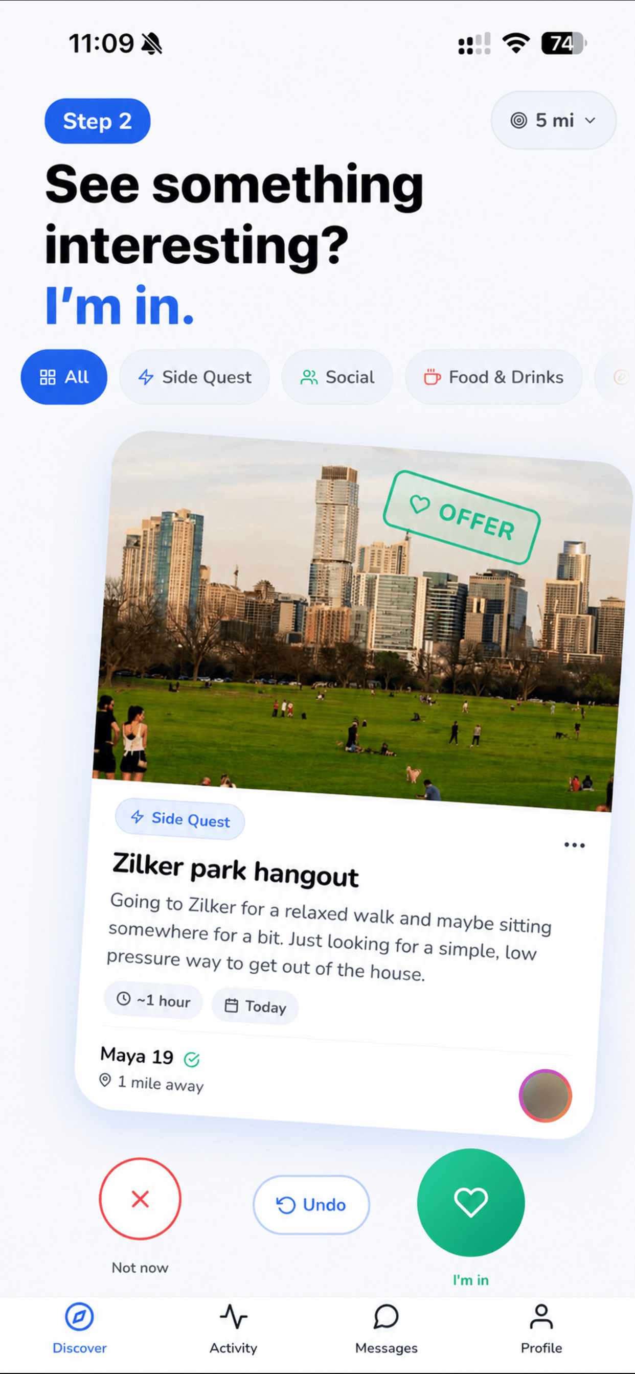 Kind Quests app — message and make plans after matching